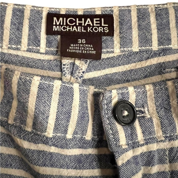 Michael Kors Men's Linen Blend Chino Shorts Blue White Striped 36 - Picture 7 of 10